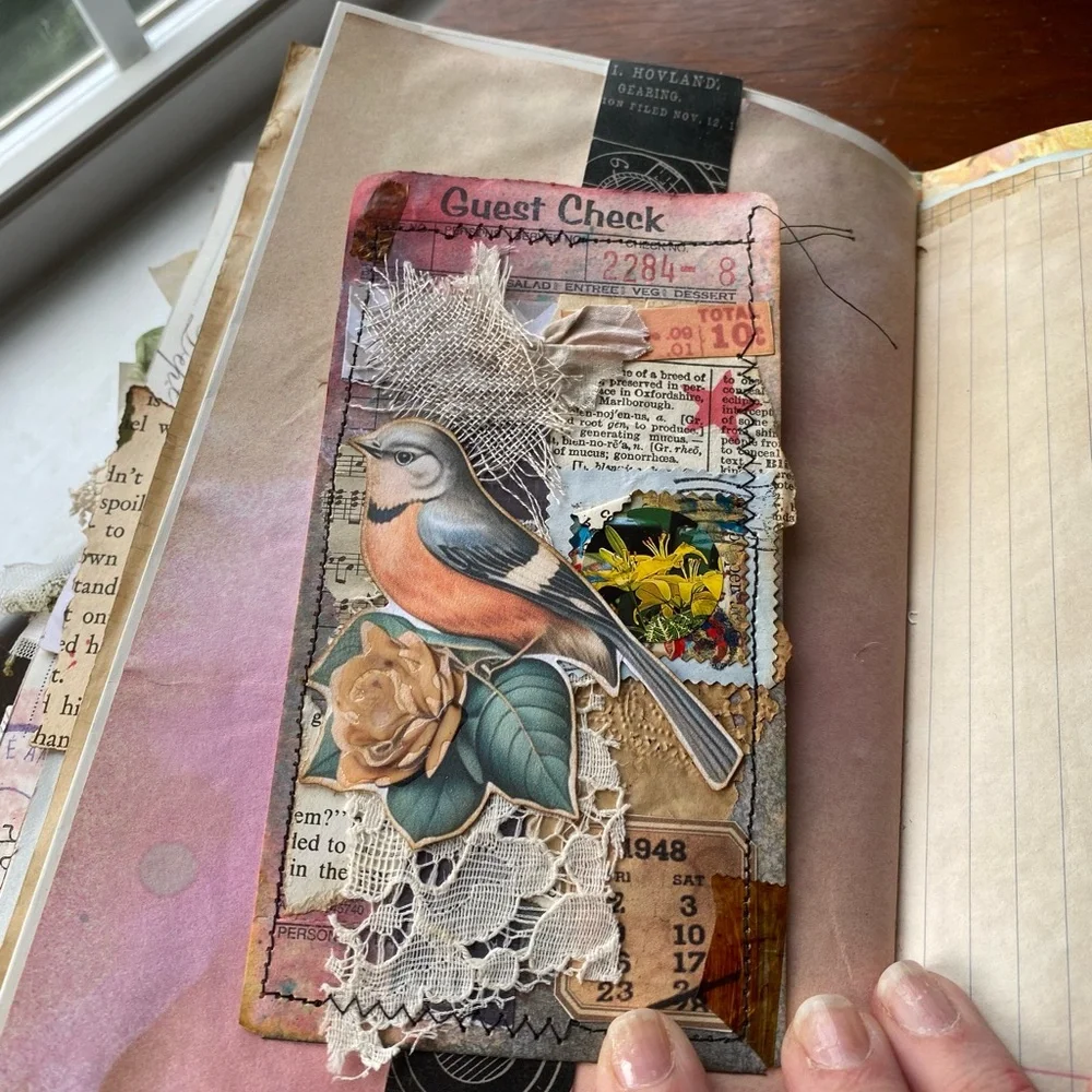 NWT - Hardcover Vintage Collage Art Journal with Owl Travelers Notebook